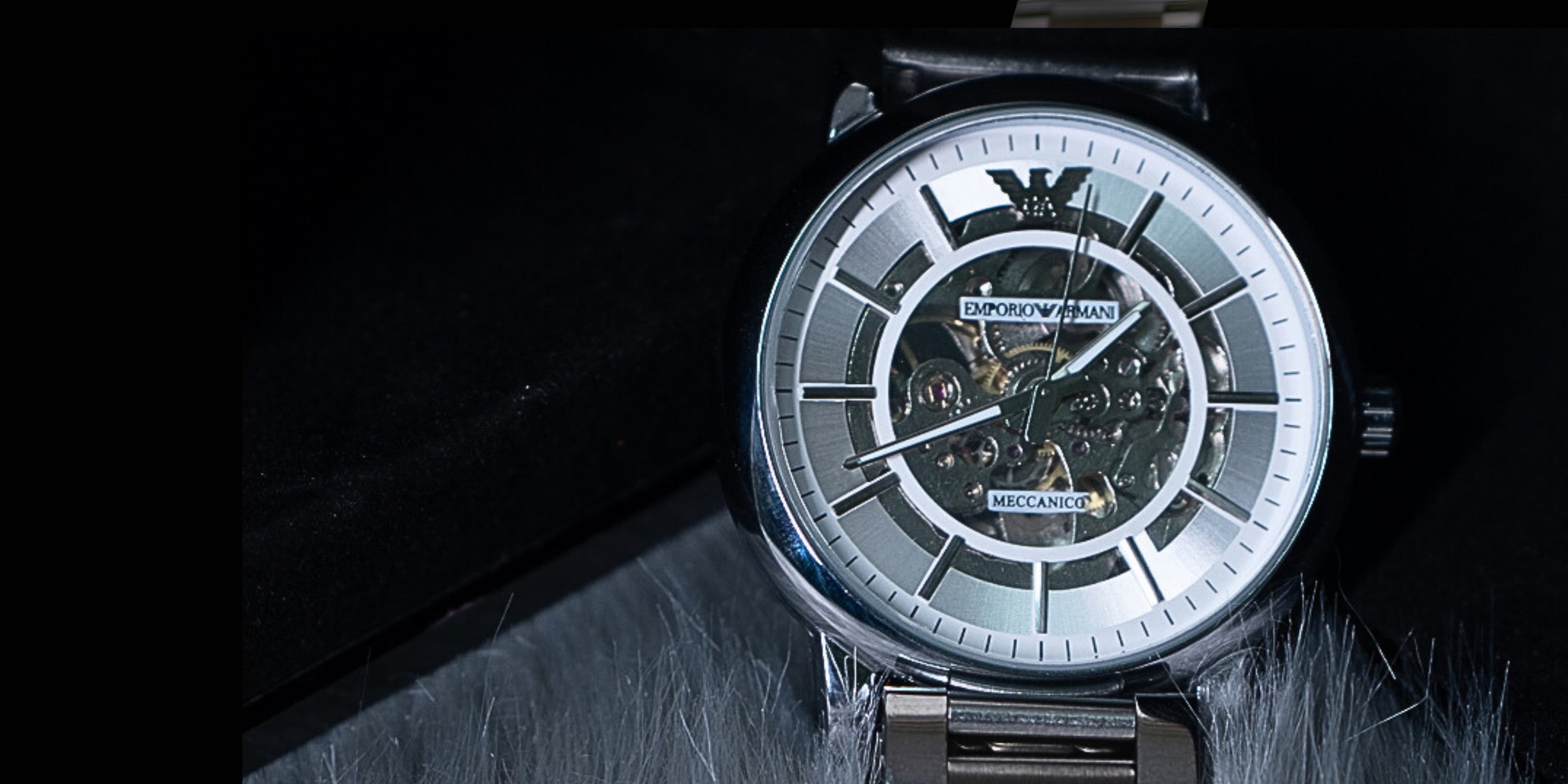 Modern Emporio Armani Automatic Skeleton Dial Watch