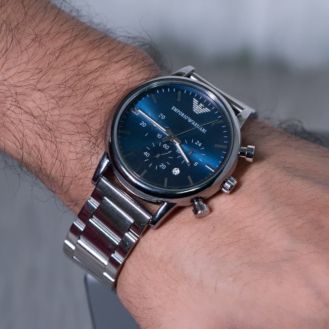 Stylish Emporio Armani Blue Dial Chronograph Watch